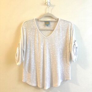 C&C California White Lightweight Short Sleeve Sweater Lagenlook